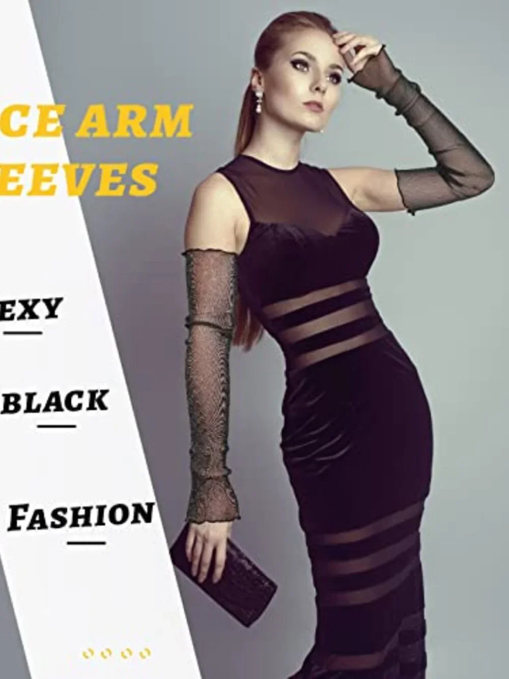 Sheer Lace Fingerless Arm Sleeves UV Protection Gloves for Women